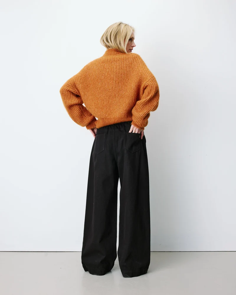 Pull ample en alpaga et laine mélangée camel Agostino