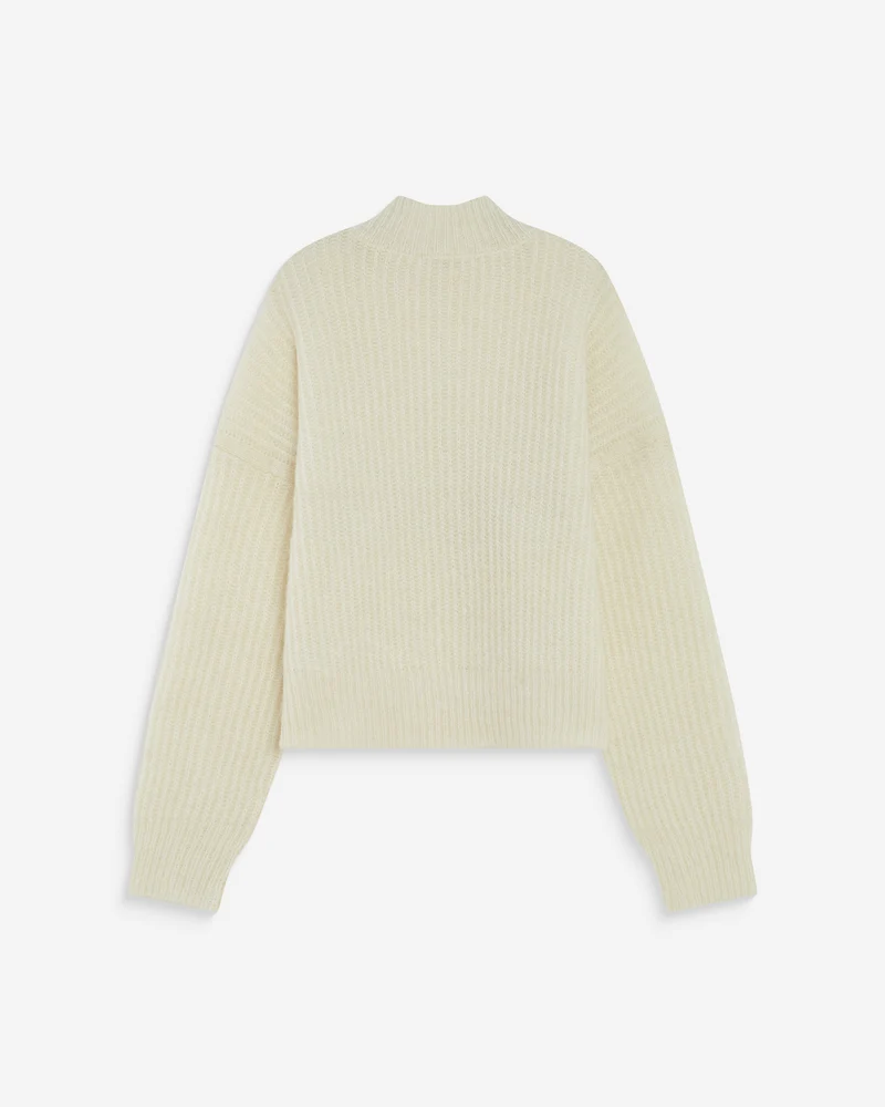 Pull ample en alpaga et laine mélangée ivoire Agostino