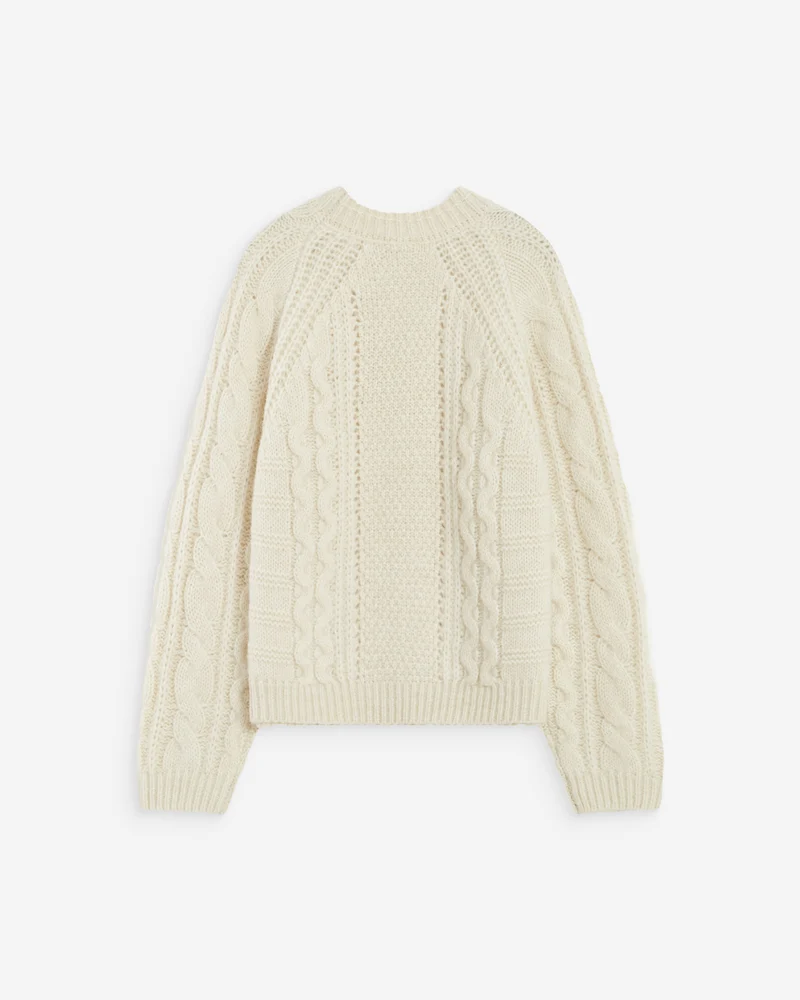 Pull torsadé ample col rond ecru Amparo