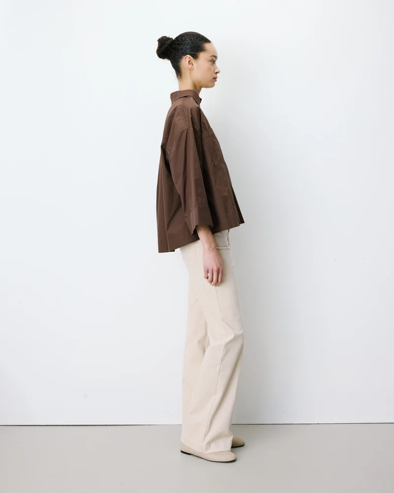 Blouse oversize manches larges en coton chocolat Ambre