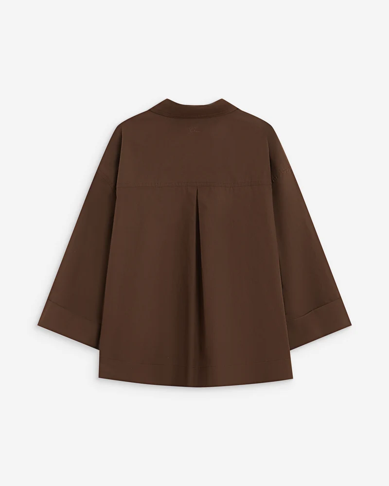 Blouse oversize manches larges en coton chocolat Ambre