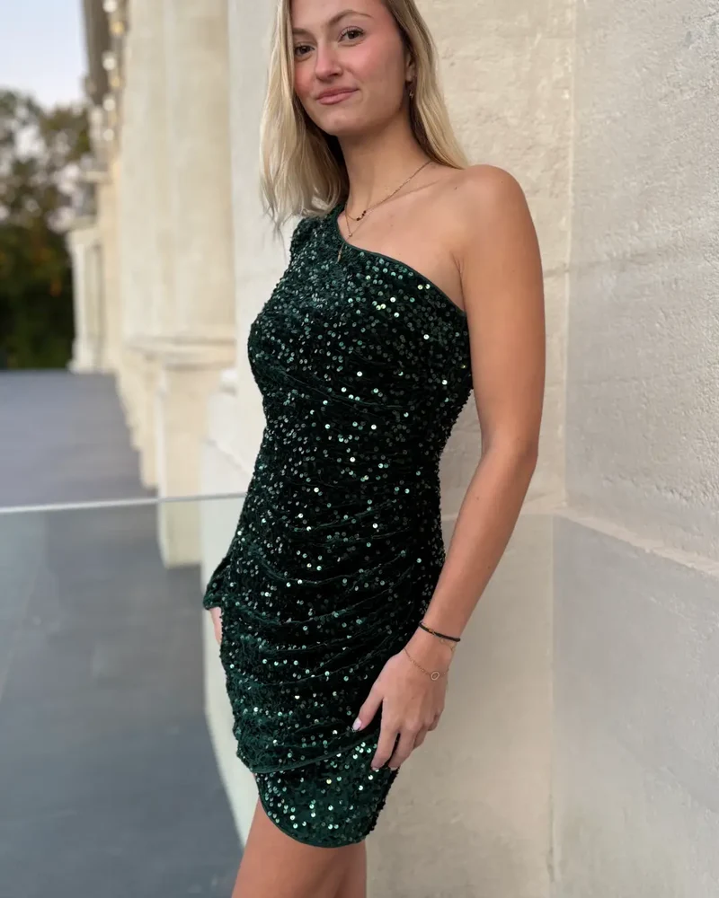 Robe Courte Asymétrique Pailletée - Dorothée
