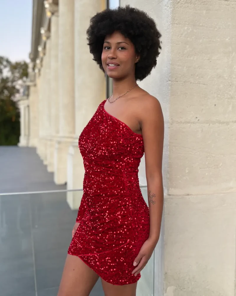 Robe Courte Asymétrique Pailletée - Dorothée