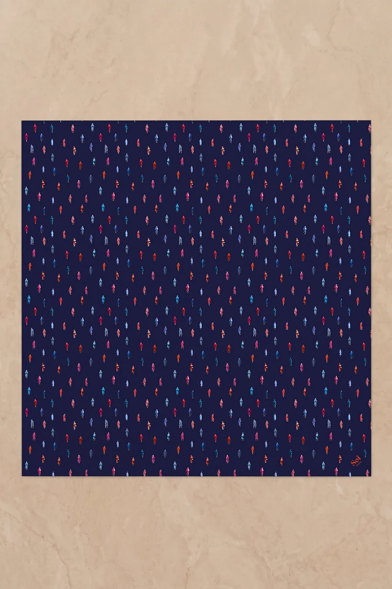 Foulard en soie Reine Elisabeth Bleu