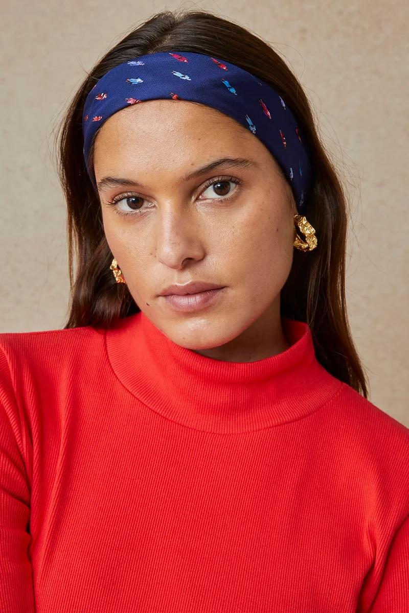 Foulard en soie Reine Elisabeth Bleu