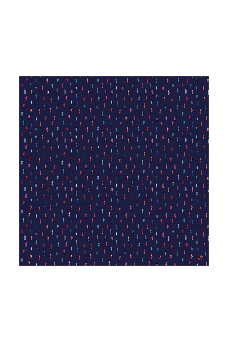 Foulard en soie Reine Elisabeth Bleu