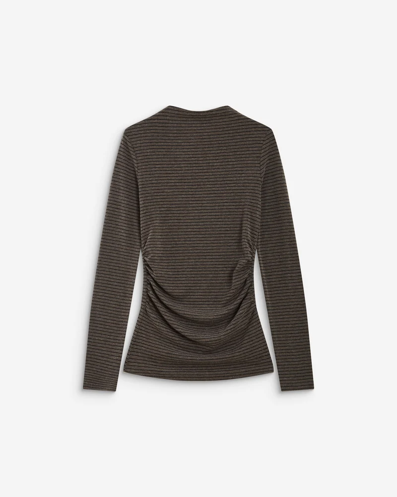 Top rayé taille froncée manches longues anthracite Aralee