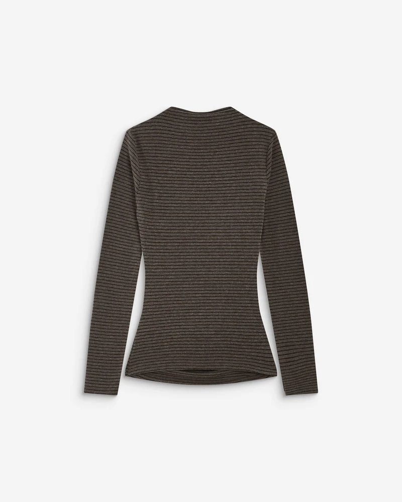 Top rayé taille froncée manches longues anthracite Aralee