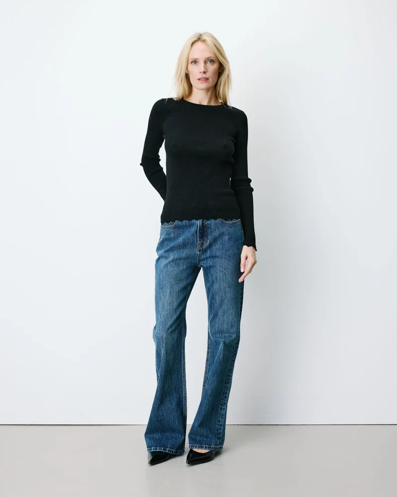 Pull ajusté en maille fine lurex noir Abbott
