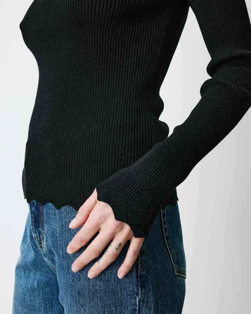 Pull ajusté en maille fine lurex noir Abbott