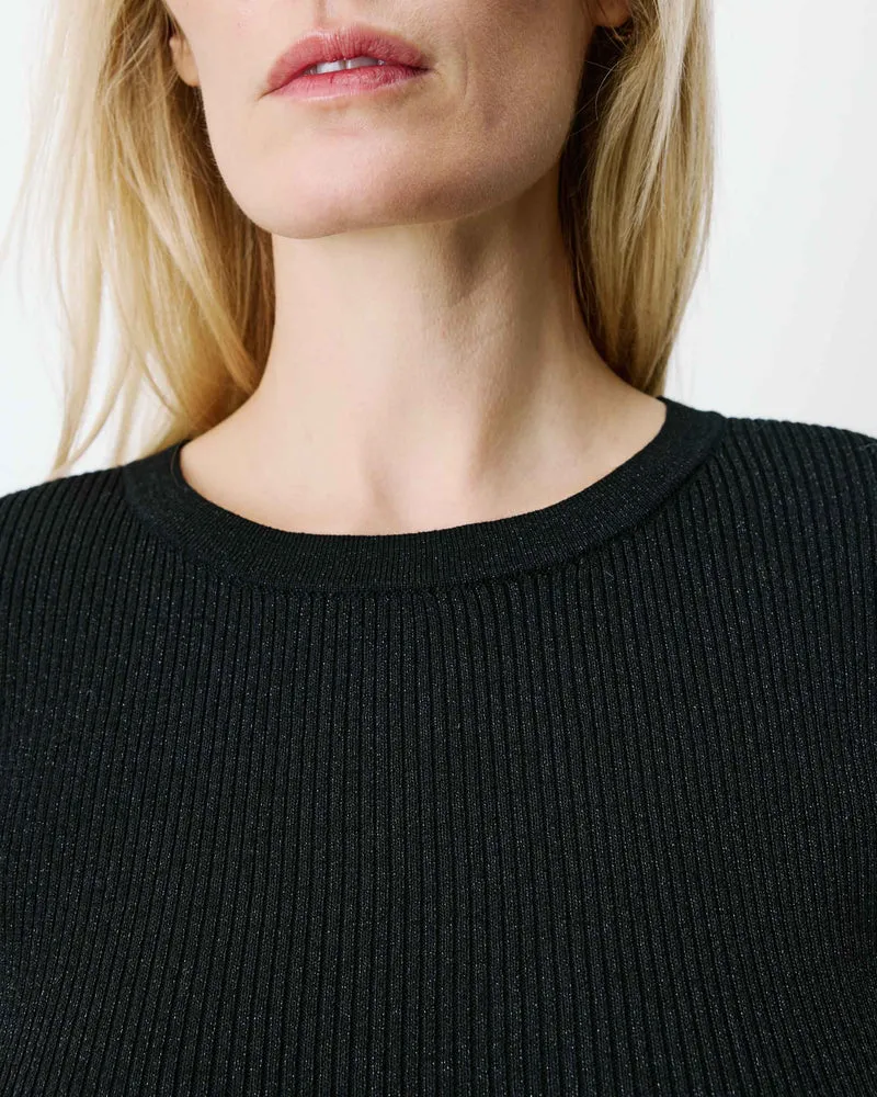 Pull ajusté en maille fine lurex noir Abbott