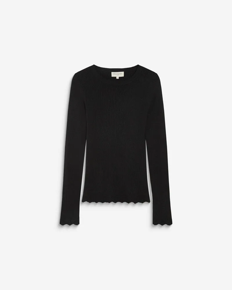 Pull ajusté en maille fine lurex noir Abbott