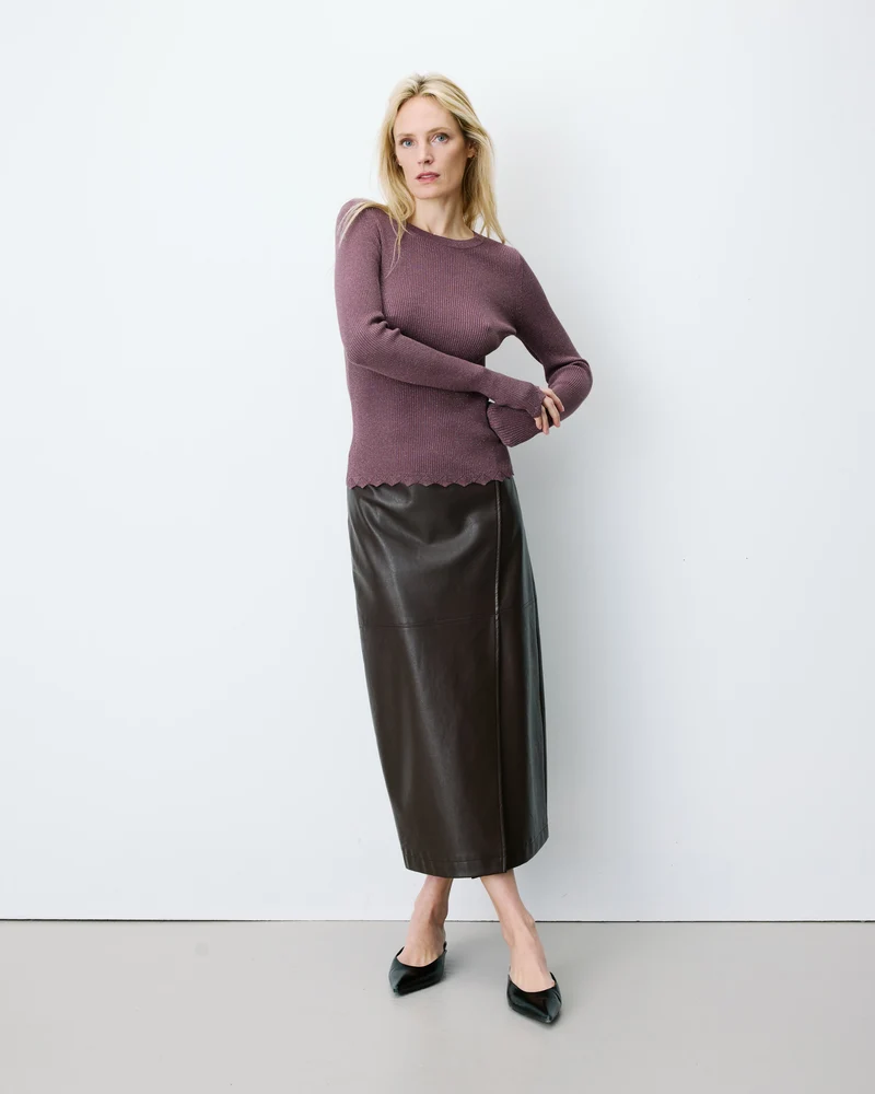 Pull ajusté en maille fine lurex parme Abbott