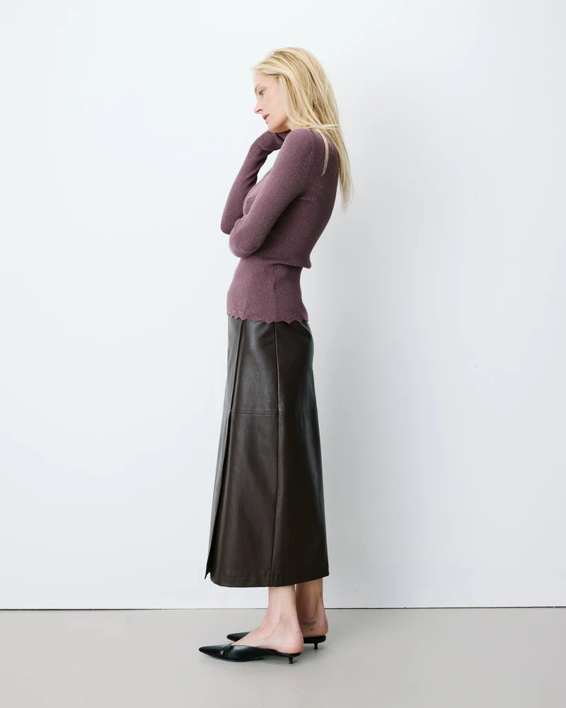 Pull ajusté en maille fine lurex parme Abbott
