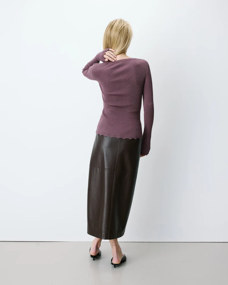 Pull ajusté en maille fine lurex parme Abbott