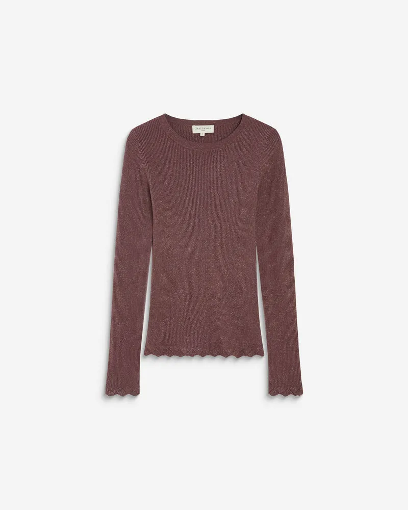 Pull ajusté en maille fine lurex parme Abbott
