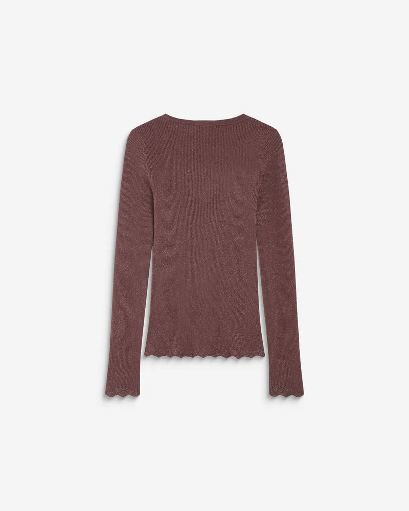 Pull ajusté en maille fine lurex parme Abbott