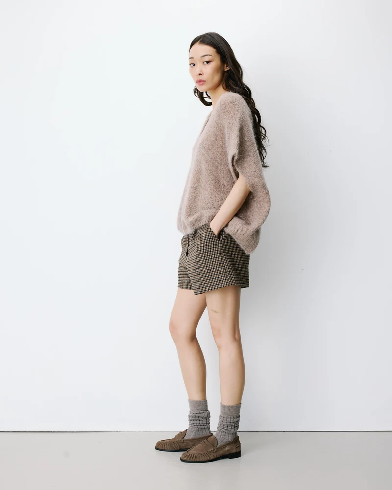 Pull ample sans manches en alpaga mélangé mocha Atticus