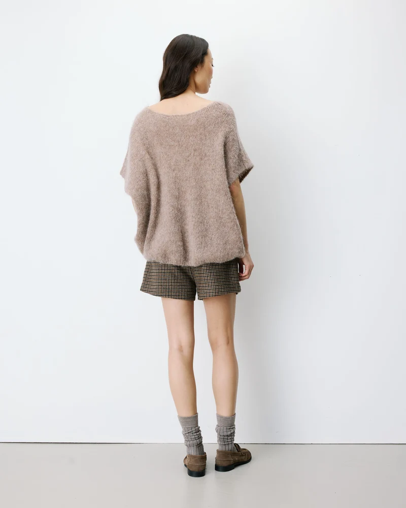 Pull ample sans manches en alpaga mélangé mocha Atticus
