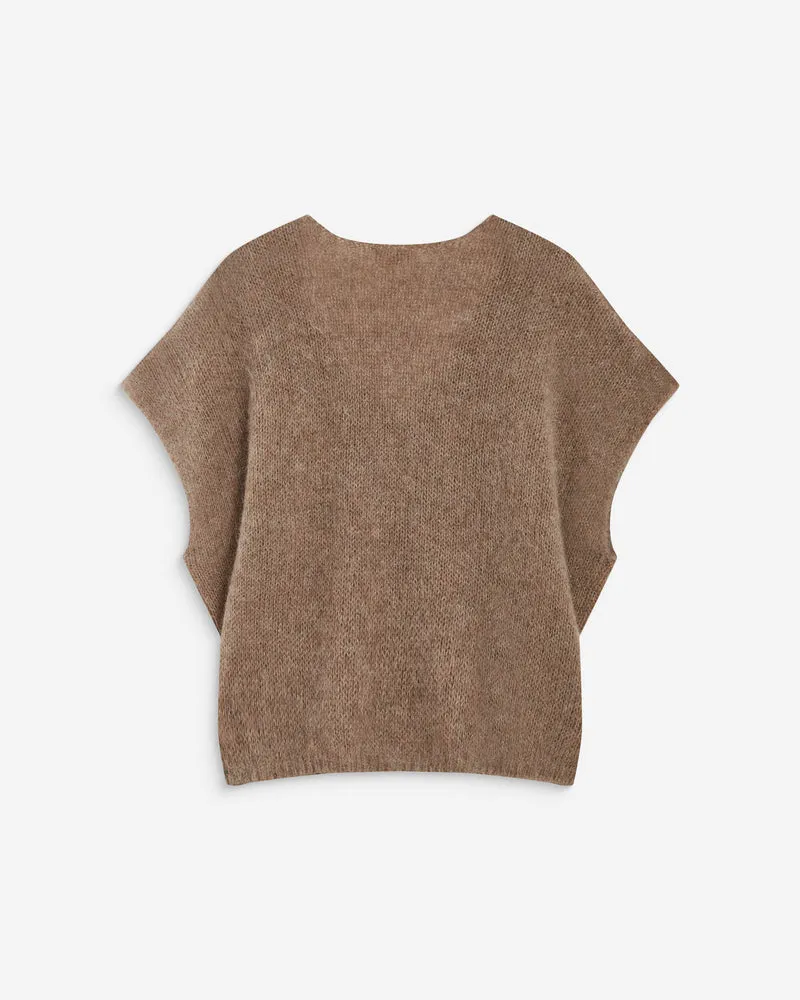 Pull ample sans manches en alpaga mélangé mocha Atticus