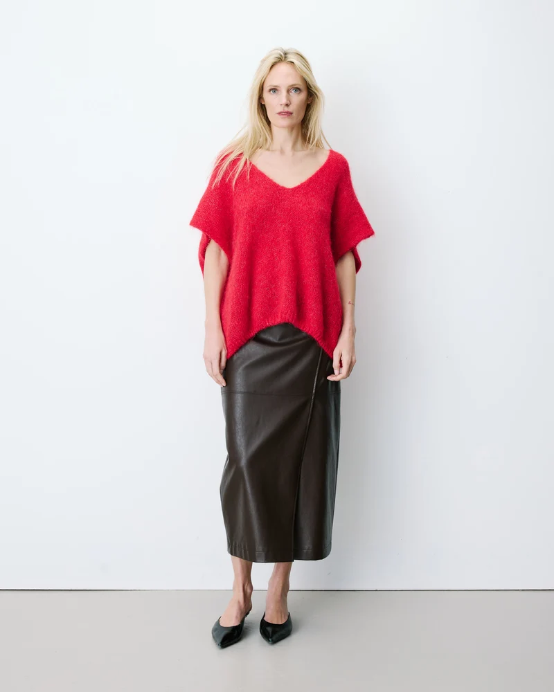 Pull ample sans manches en alpaga mélangé rouge Atticus