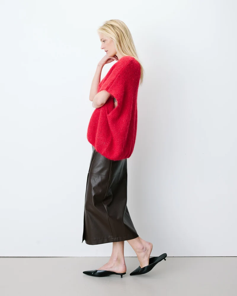 Pull ample sans manches en alpaga mélangé rouge Atticus