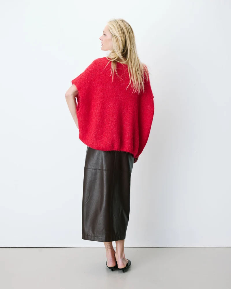 Pull ample sans manches en alpaga mélangé rouge Atticus