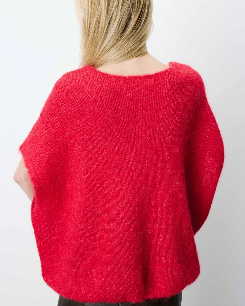 Pull ample sans manches en alpaga mélangé rouge Atticus