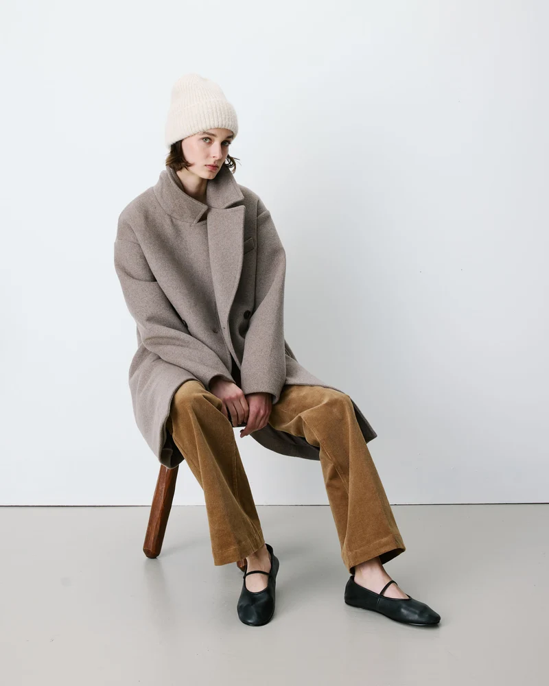 Manteau long croisé en laine mélangée grege Alois