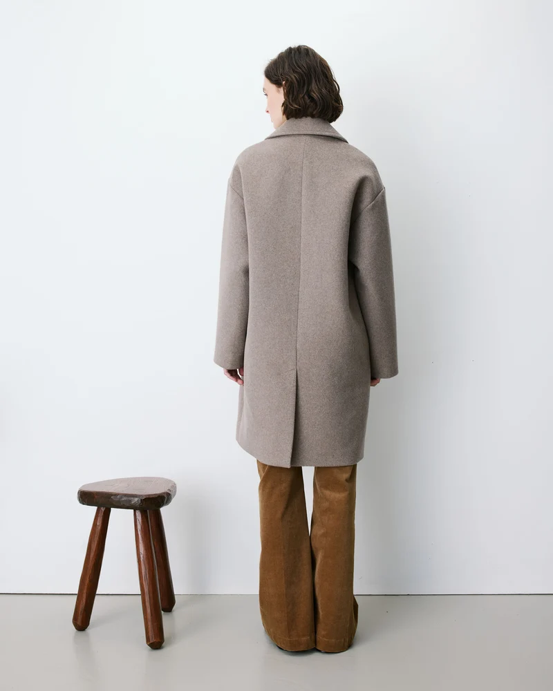 Manteau long croisé en laine mélangée grege Alois