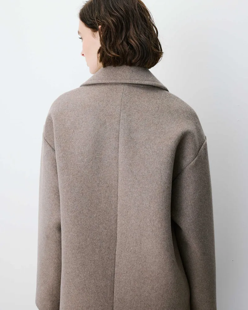 Manteau long croisé en laine mélangée grege Alois