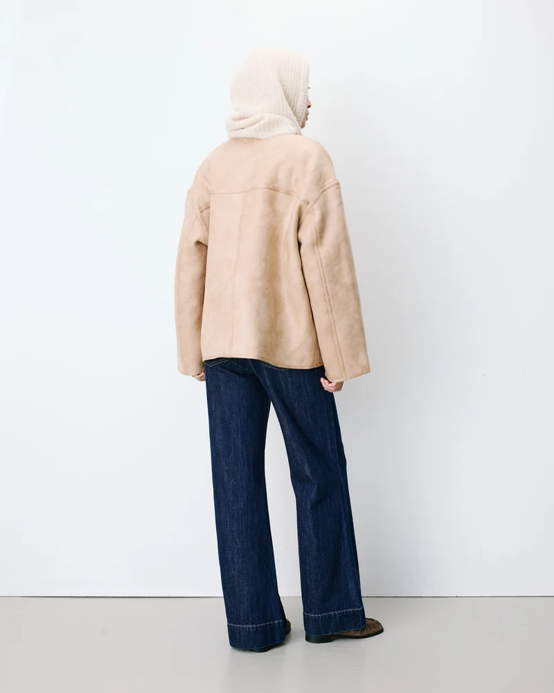 Manteau teddy court réversible beige Arwen
