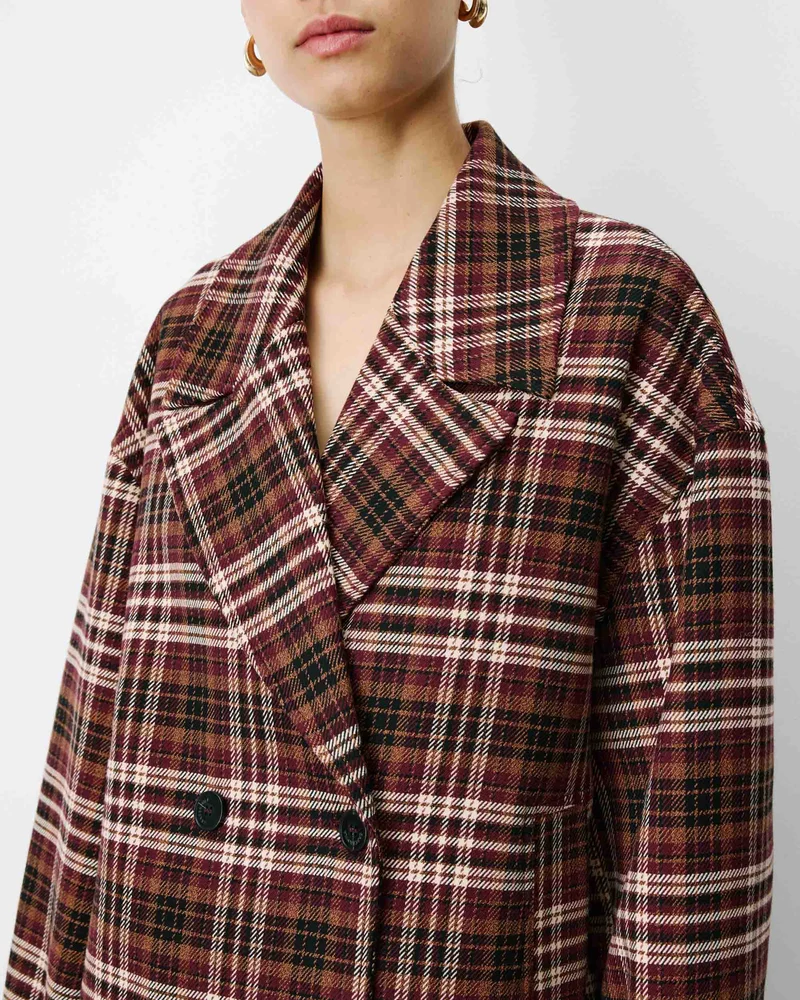 Manteau oversize croisé à carreaux cherry Ayme