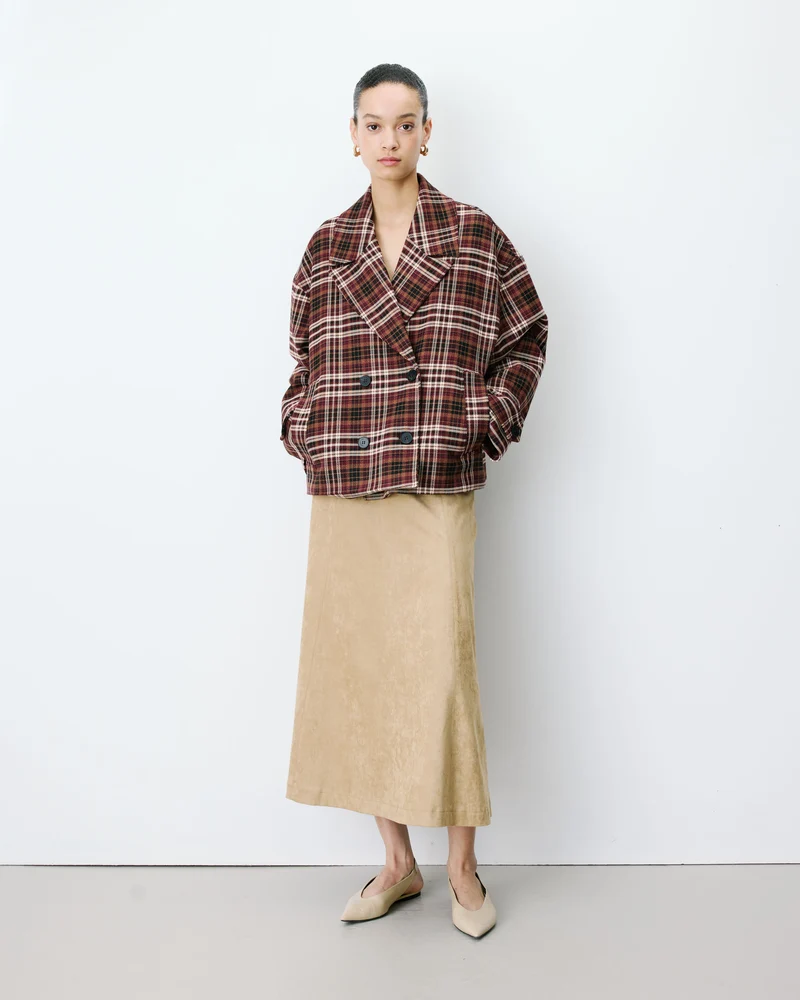 Manteau oversize croisé à carreaux cherry Ayme