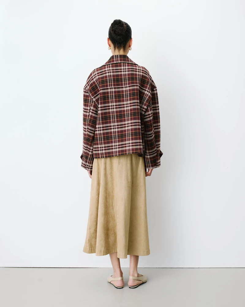 Manteau oversize croisé à carreaux cherry Ayme