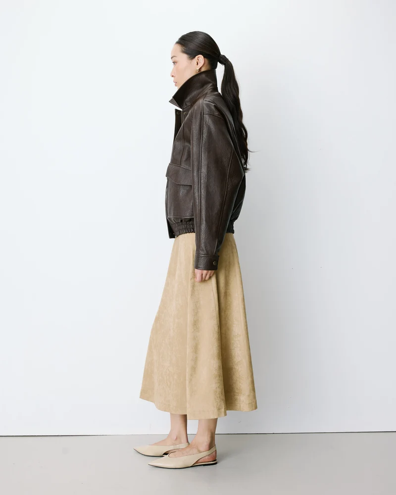 Blouson oversize similicuir à poches chocolat Axel