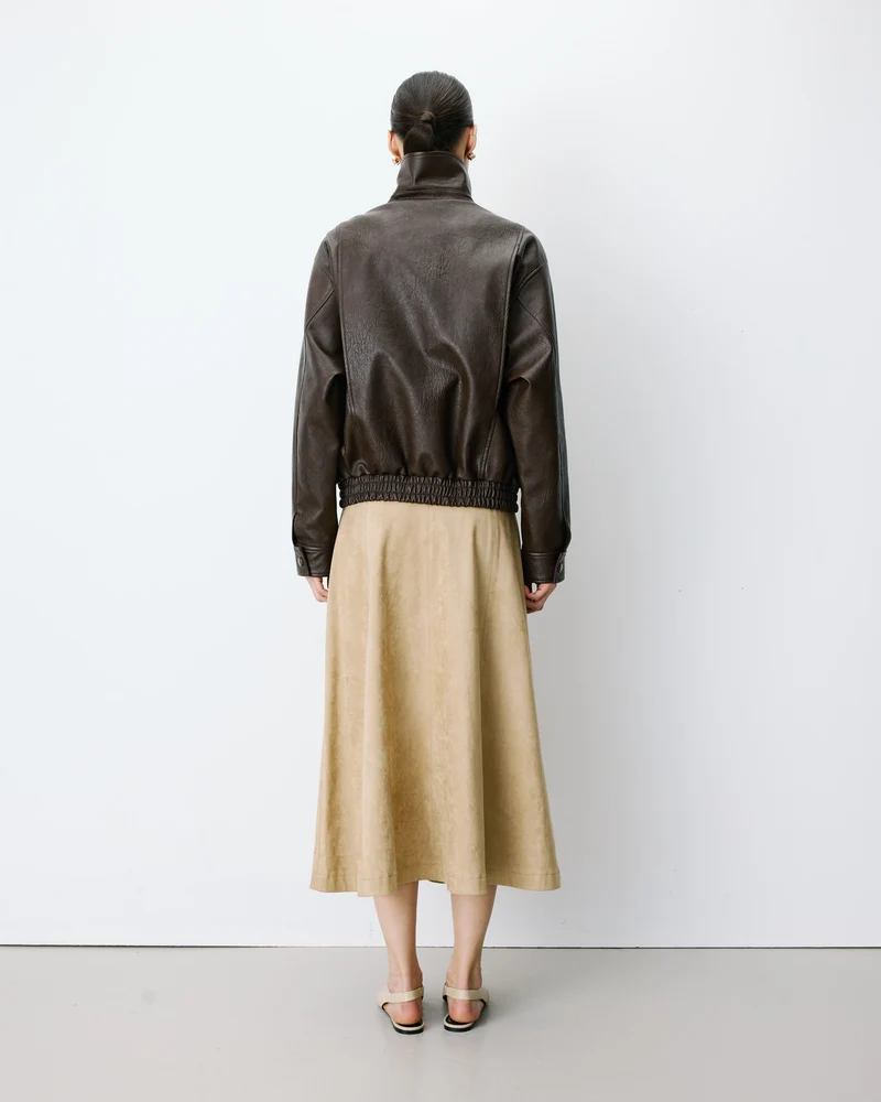 Blouson oversize similicuir à poches chocolat Axel
