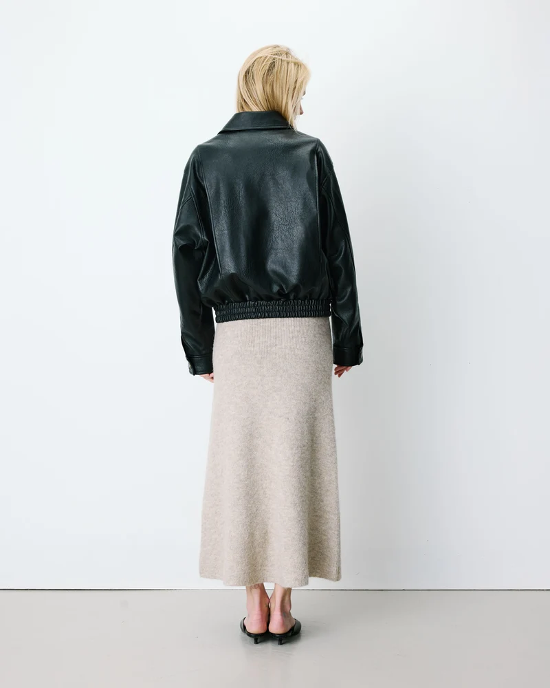 Blouson oversize similicuir à poches noir Axel