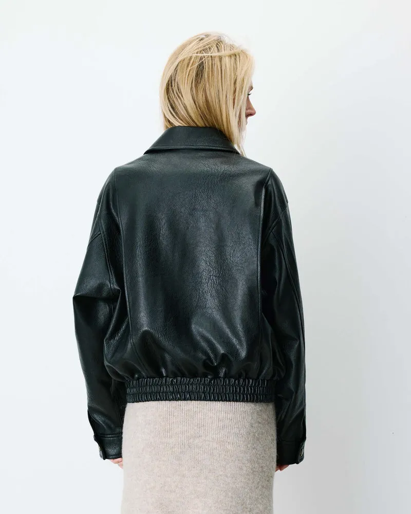 Blouson oversize similicuir à poches noir Axel