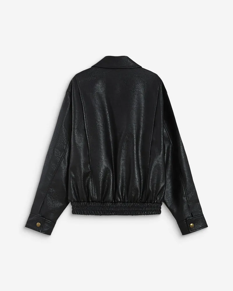 Blouson oversize similicuir à poches noir Axel
