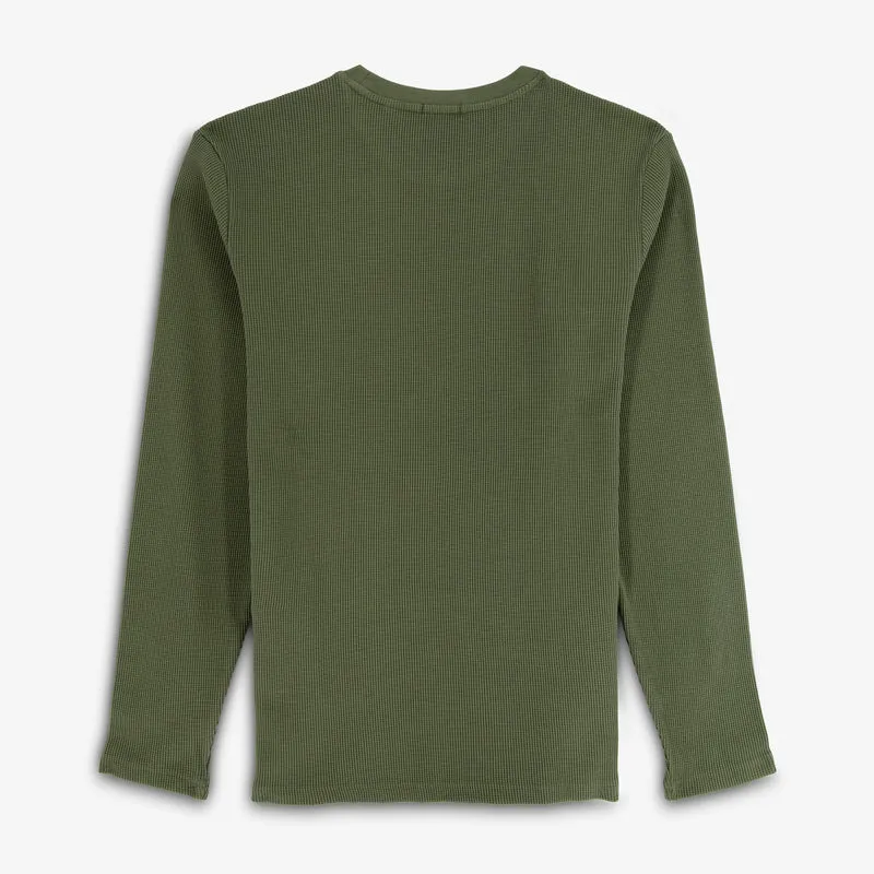 T-shirt manches longues Telo 100% coton maille gaufrée kaki