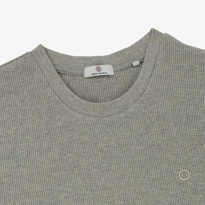 T-shirt manches longues Telo en coton gaufré gris chiné