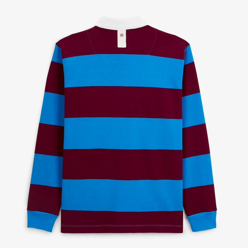 Polo rugby manches longues rayé coton rouge brodé Funky Animals