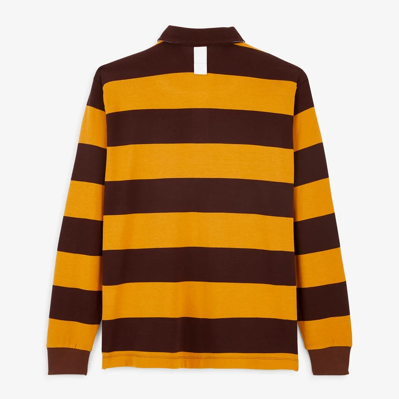 Polo rugby manches longues rayé coton marron BLANCO BIARRITZ