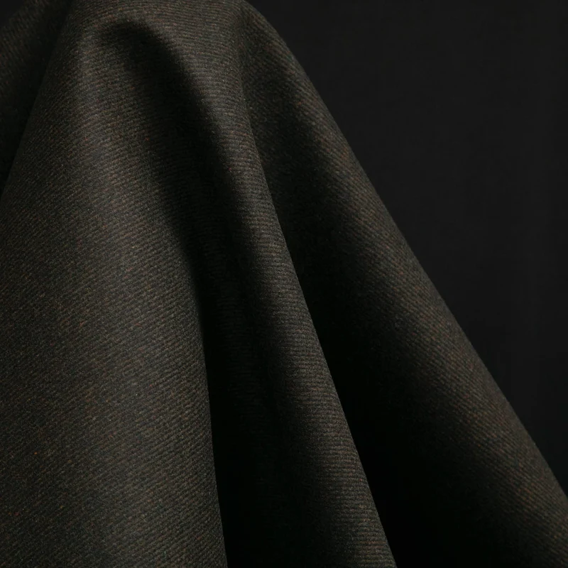 Tissu 100% laine pour manteaux | Brun foncé & noir | Deadstock designer