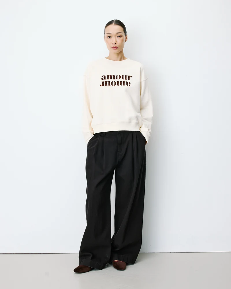 Sweat ample à message ecru Amery