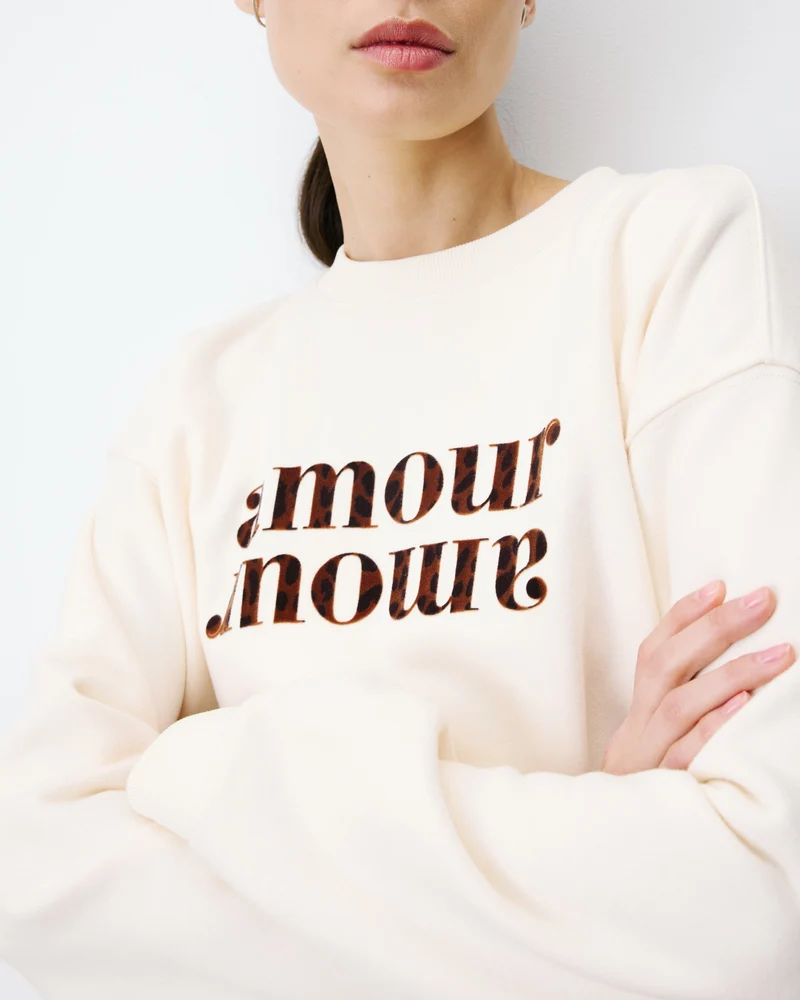 Sweat ample à message ecru Amery