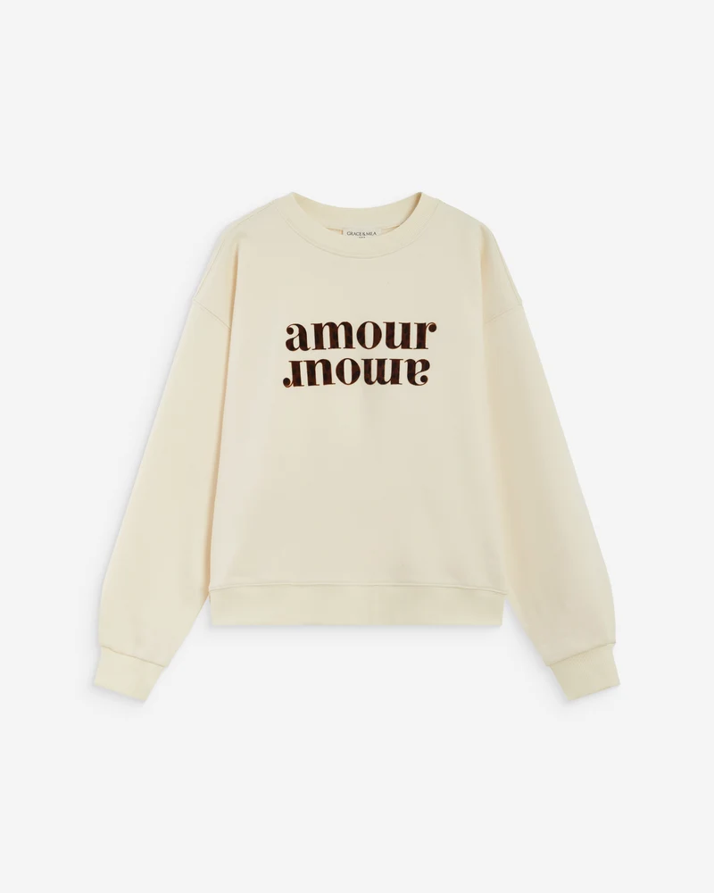 Sweat ample à message ecru Amery