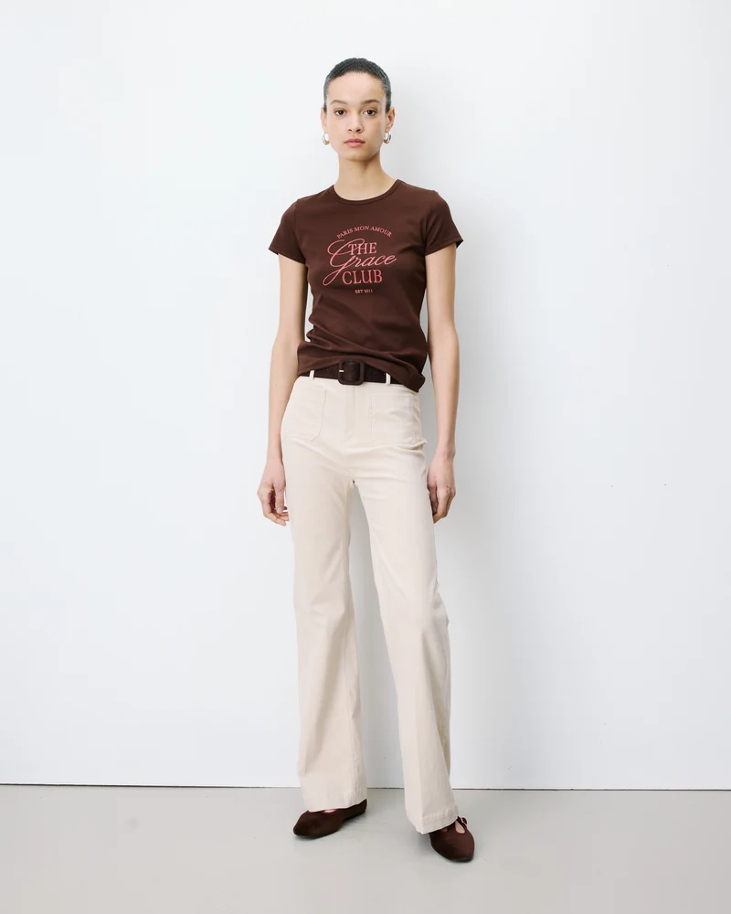 T-shirt col rond à message chocolat Amoris