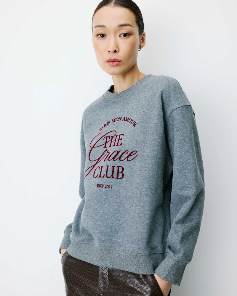Sweat ample col rond à inscription anthracite Armandio
